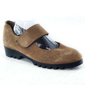 ARCHE Tan Nubuck Leather Mary Jane Shoes Hook & Loop